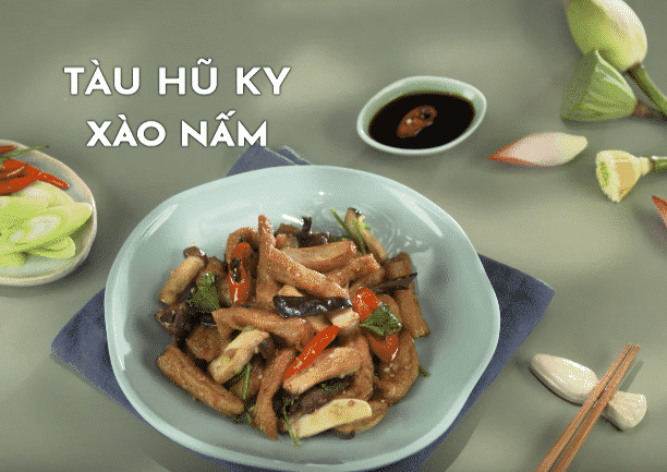 Tàu hũ ky xào nấm – món chay yêu thích của cả nhà