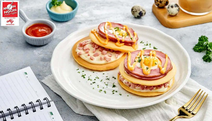 Pancake jambon trứng cút