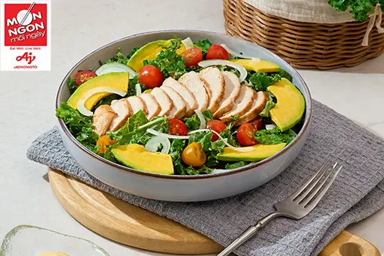 salad bơ cải kale ức gà