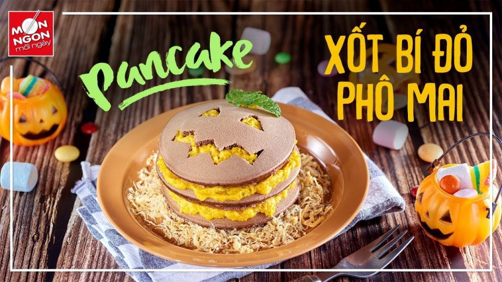 Tự làm Pancake bí đỏ ma quái cho ngày Halloween