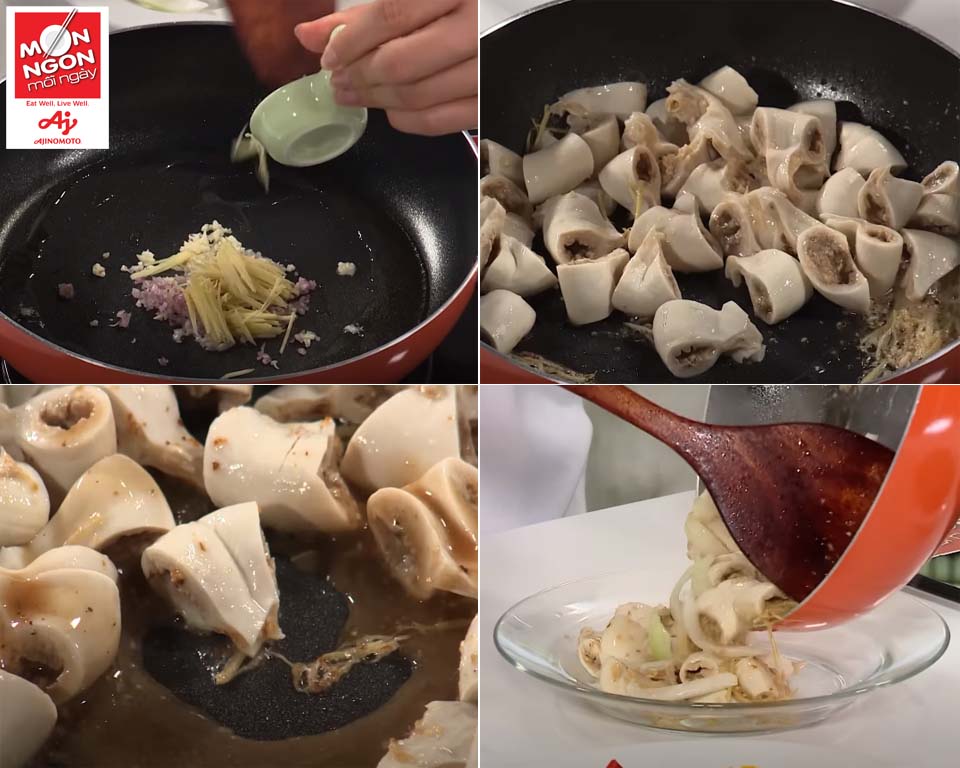 Cách làm dồi trường xào bông hẹ giòn ngọt sừn sựt