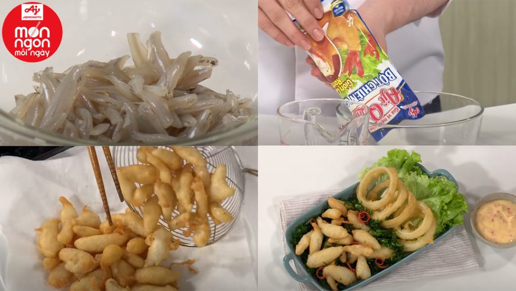 Cách làm cá cơm chiên giòn rụm, khoanh hành tây lạ miệng