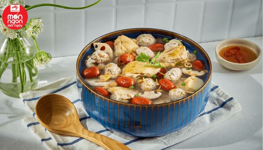 Canh gà mọc viên