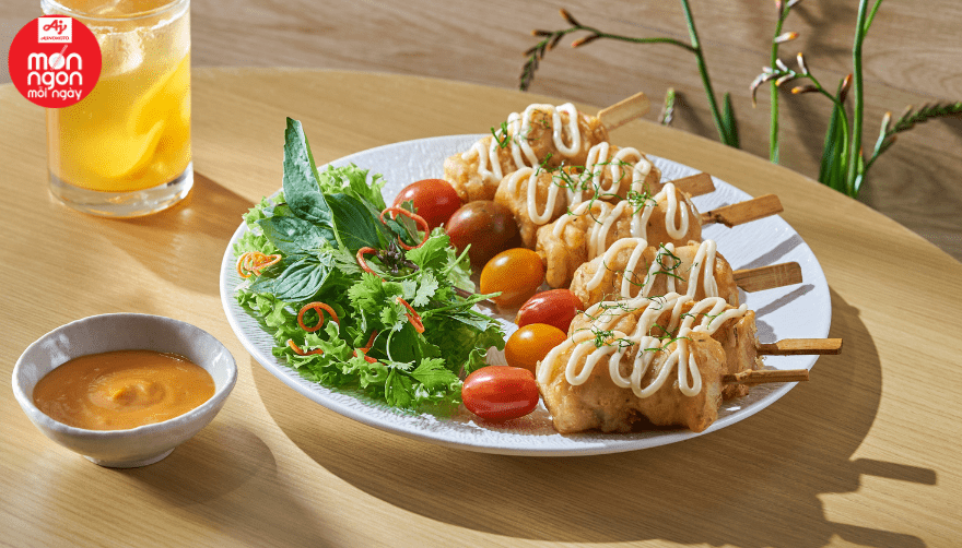 Cá diêu hồng xiên que chiên lá chanh