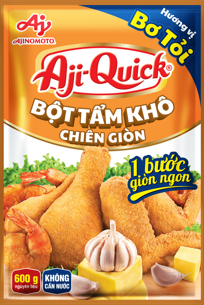 Aji-Quick® Bột Tẩm Khô Chiên Giòn hương vị Bơ Tỏi
