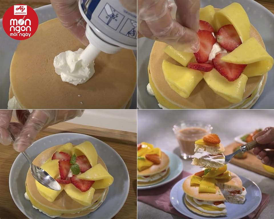 Cách làm pancake xoài kem tươi mát lạnh ngày hè