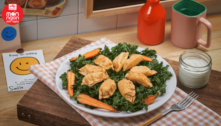 GYOZA DÙNG NỒI CHIÊN KHÔNG DẦU ĂN KÈM RAU CỦ SẤY – Món Ngon Mỗi Ngày