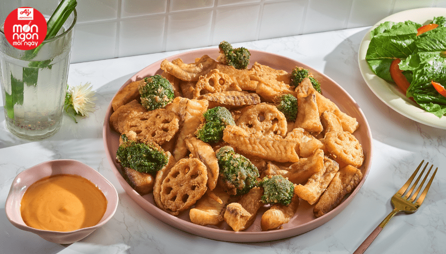 CÁ ĐIÊU HỒNG CHIÊN RAU CỦ NGŨ SẮC