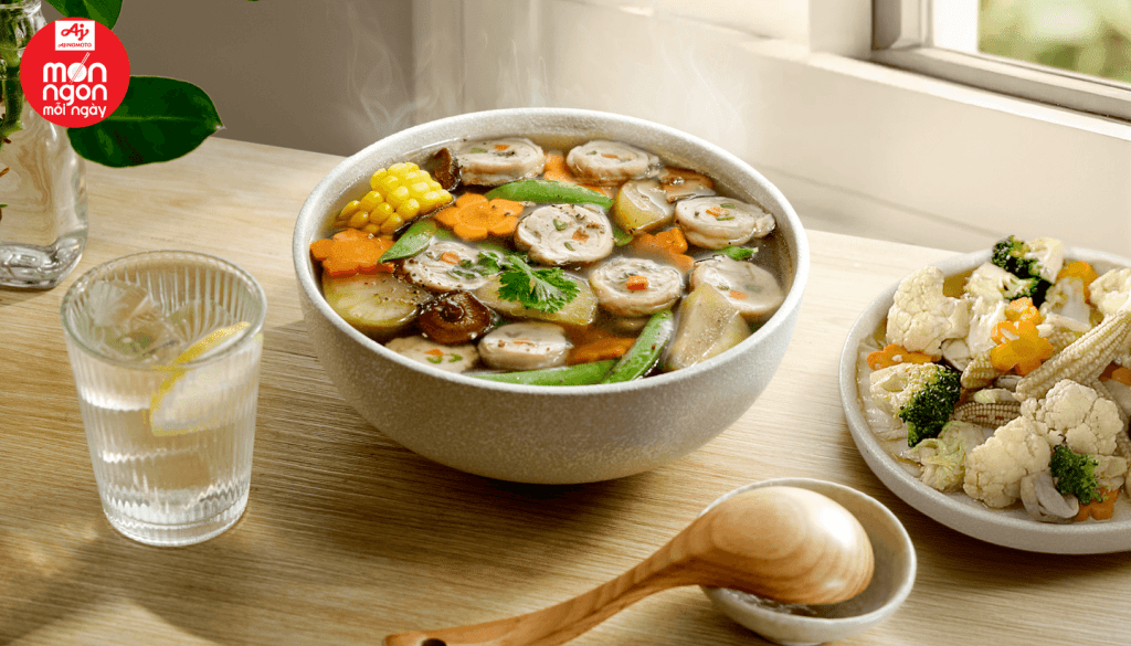 Canh gà nấm hương củ sâm đất thanh ngọt, gà mềm mọng, thơm dịu, bổ dưỡng cho cả nhà