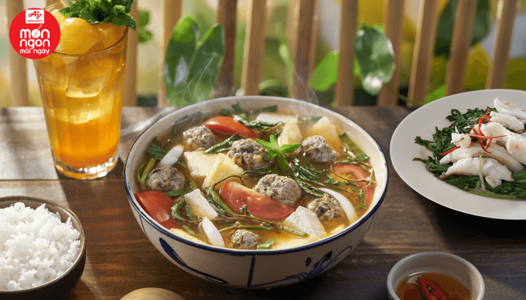 Canh ốc chua cay nóng hổi, đậm đà, thơm vị lẩu thái hấp dẫn, thanh mát cho bữa cơm ngày hè