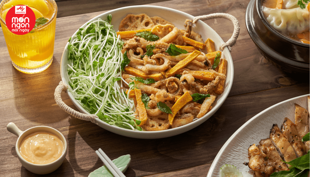 Rau Củ Và Mực Chiên