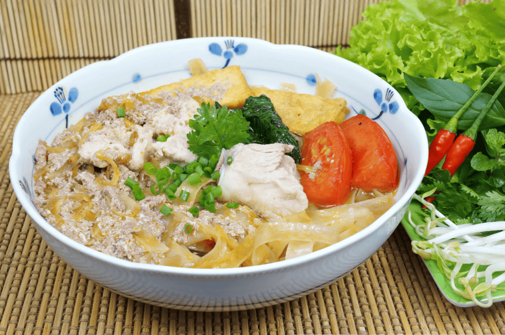 bánh đa cua chan tóp mỡ