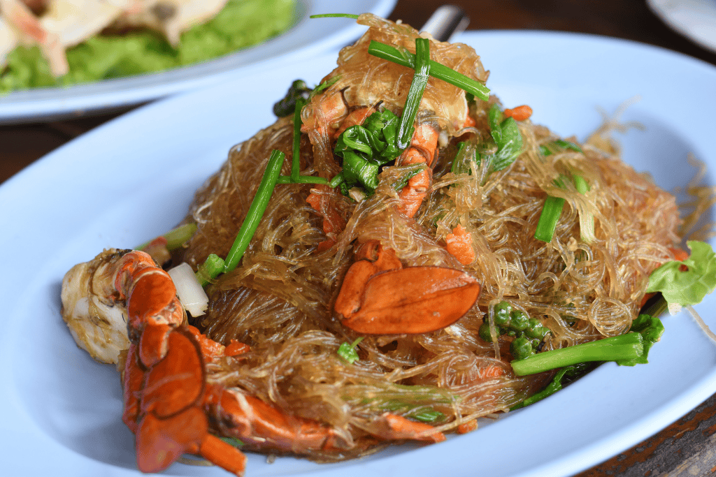 cách làm miến xào cua măng tây