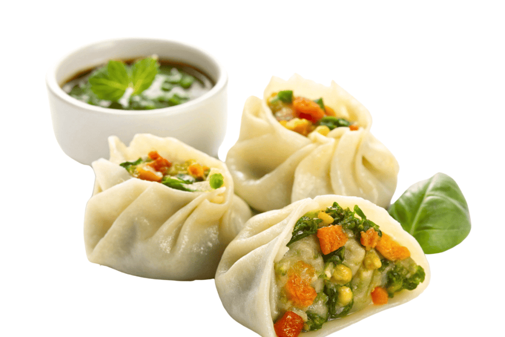 hoành thánh chay nhân rau củ hấp